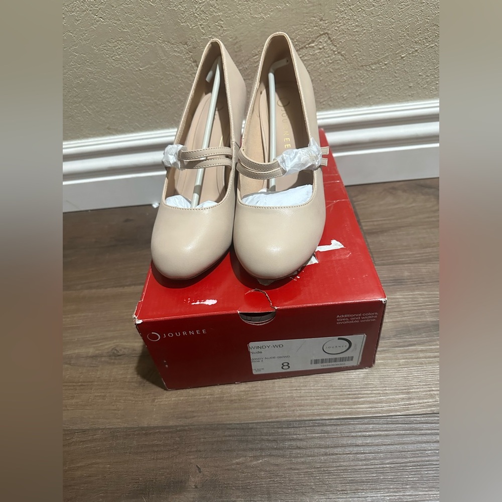 Journee Collection Beige Mary Jane Heels